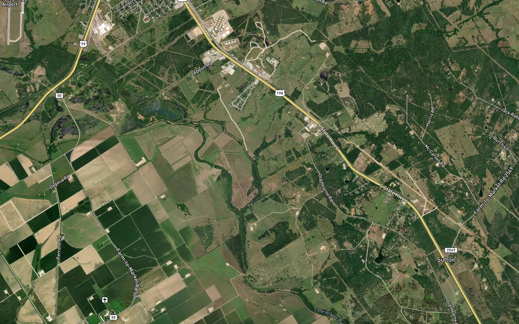 Satellite map of the Pin Oak Creek