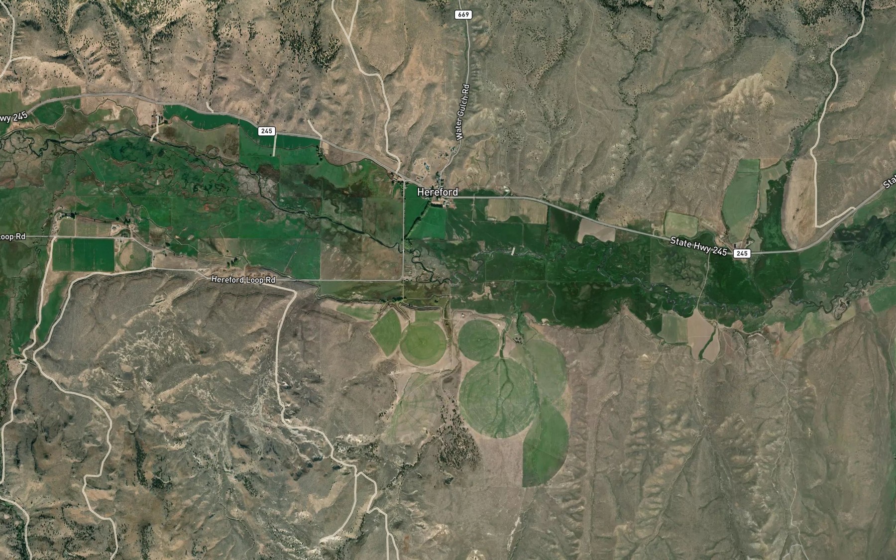Satellite map of the Mud Creek