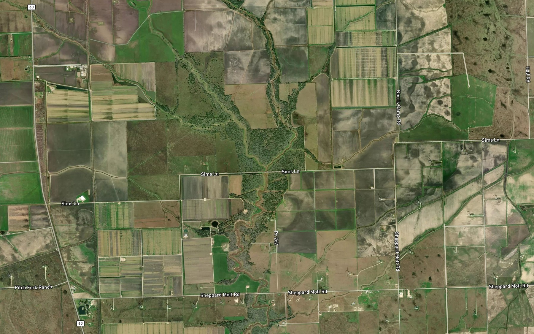 Satellite map of the Cottonwood Creek