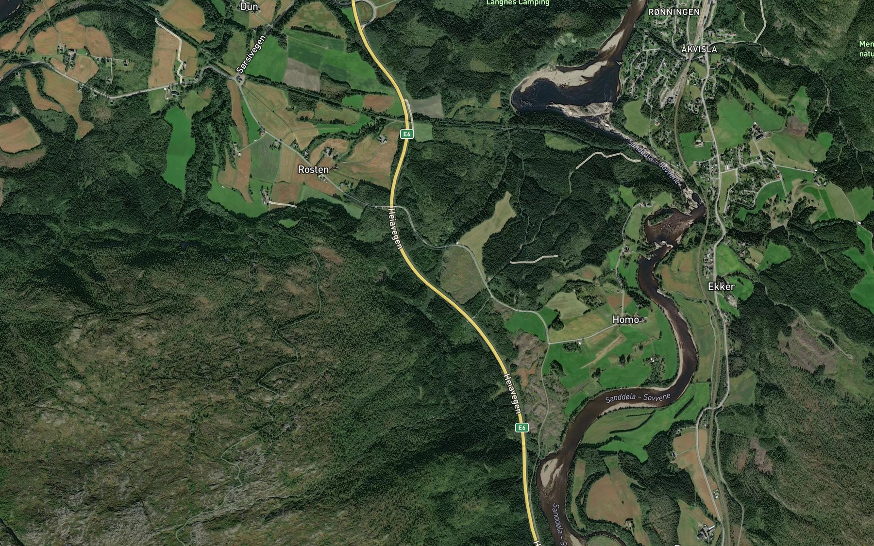 Satellite map of the Rottesdalbekken