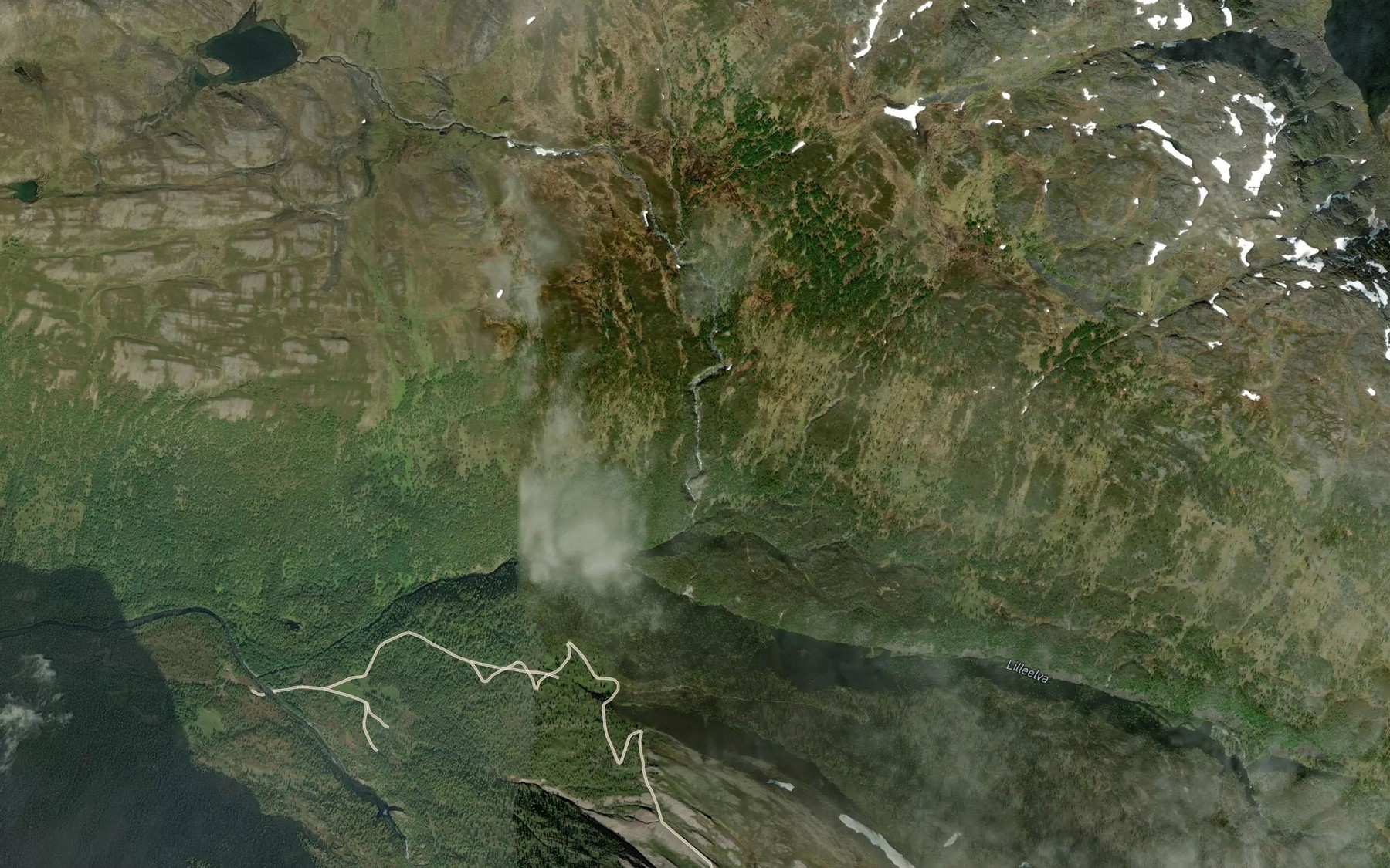 Satellite map of the Bjornskarelva