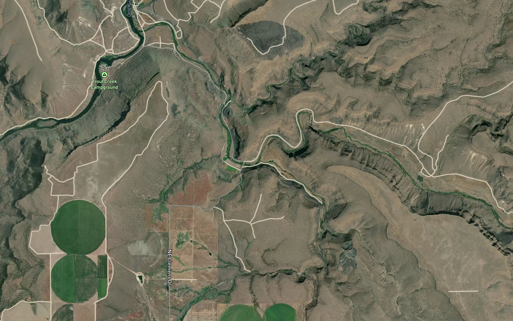 Satellite map of the Mud Springs Creek