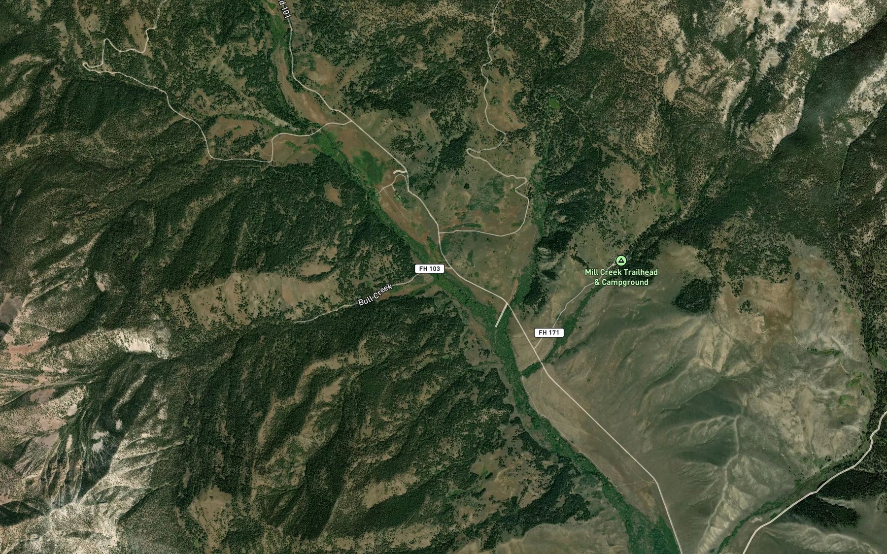Satellite map of the Bull Creek