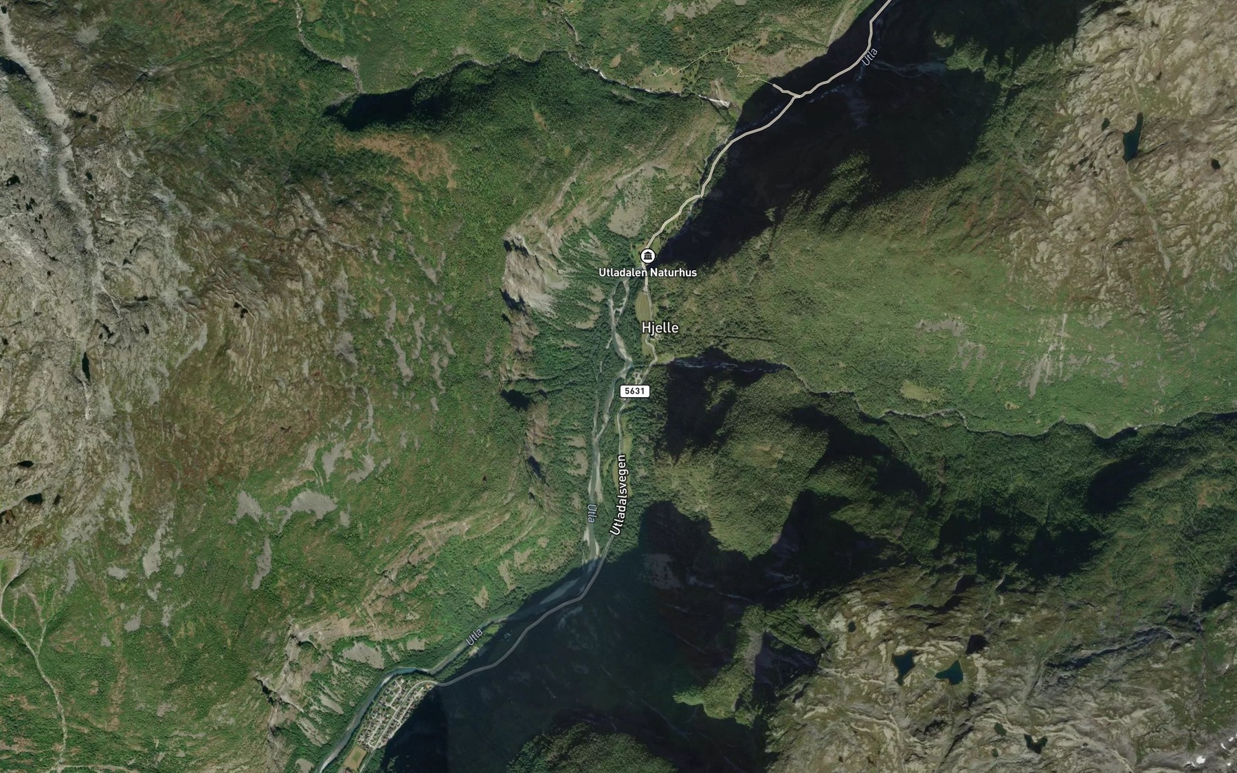 Satellite map of the Hjellefossen