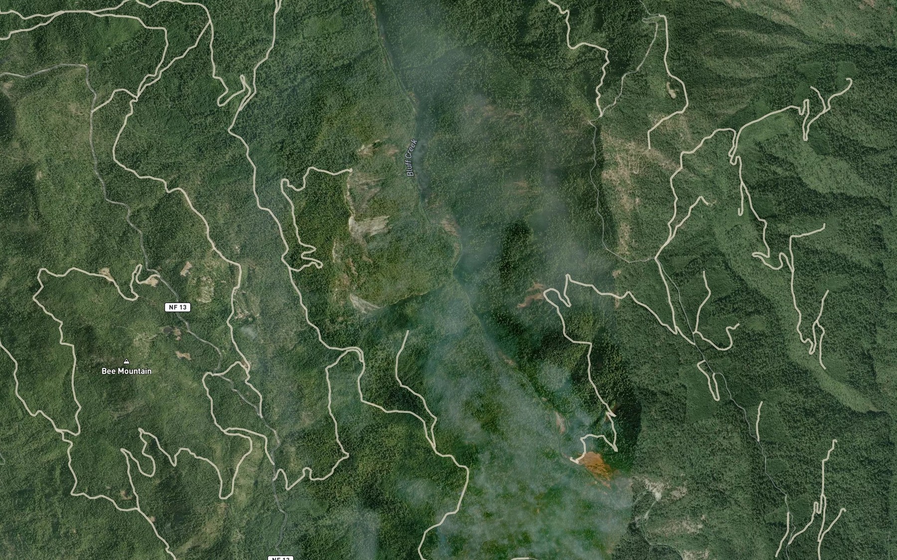 Satellite map of the Bee Creek
