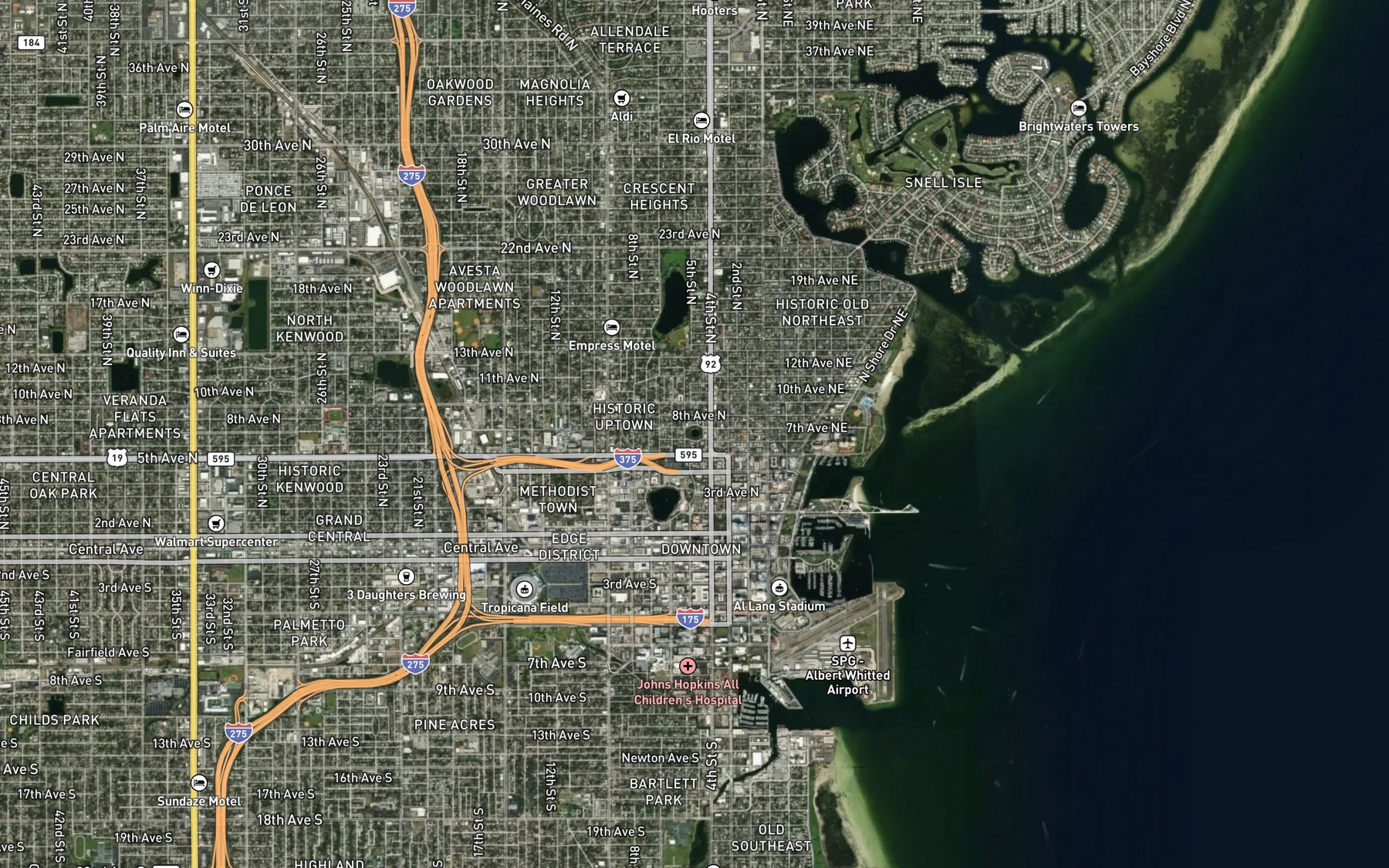 Satellite map of the Round Lake