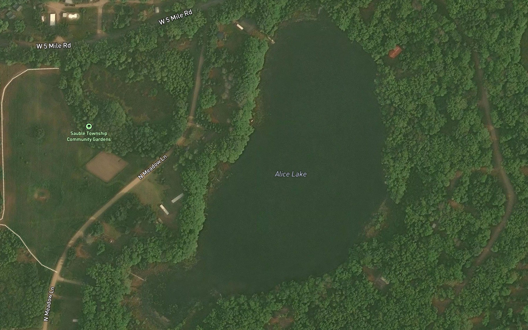 Satellite map of the Alice Lake