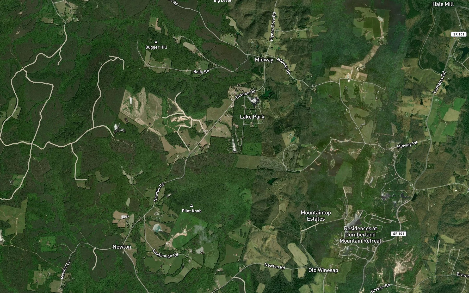Satellite map of the Twin Lake