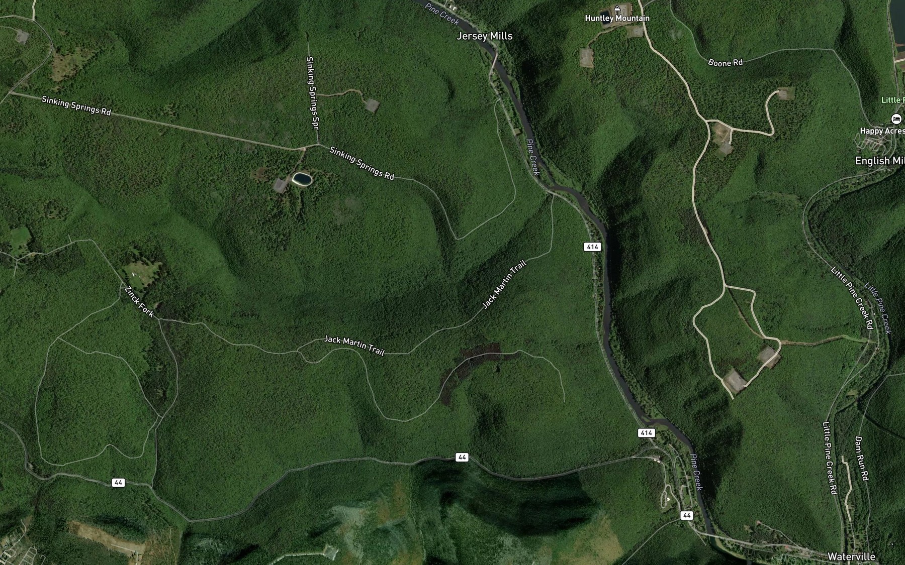 Satellite map of the English Run