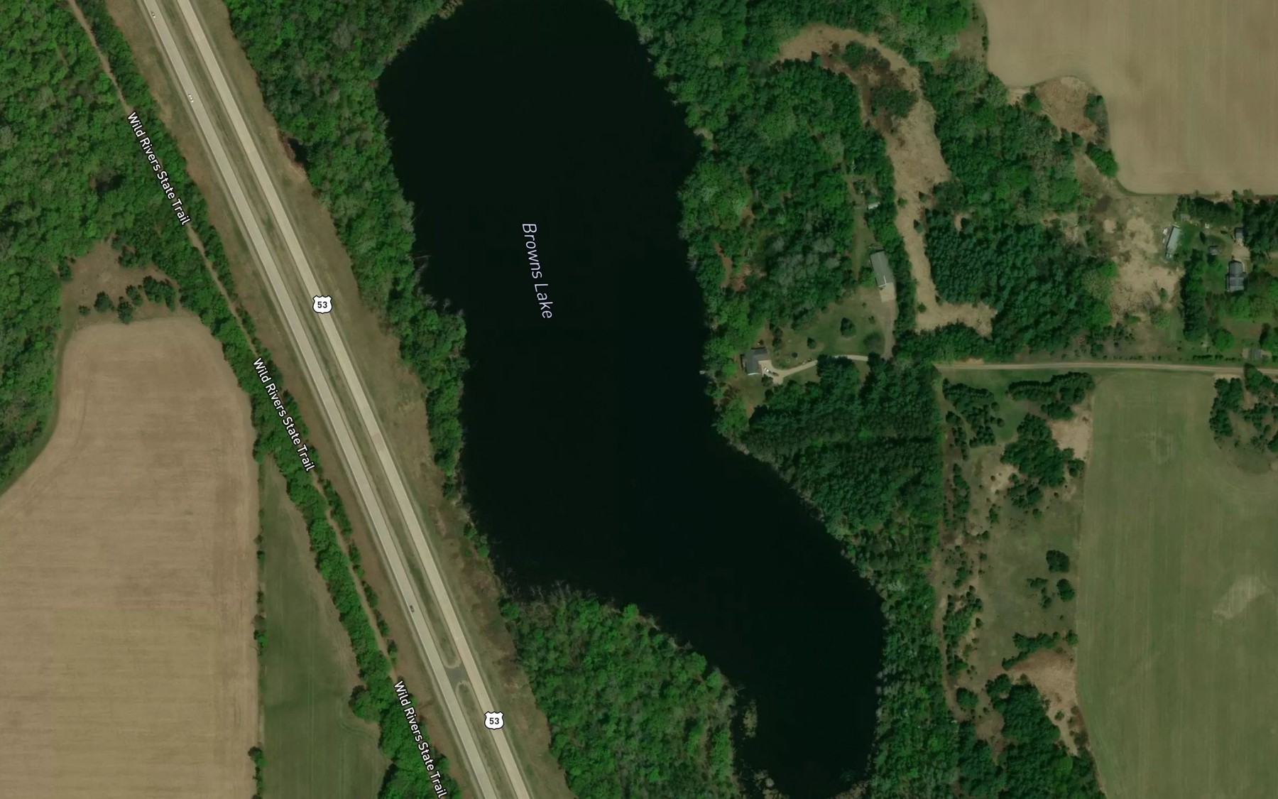 Satellite map of the Browns Lake