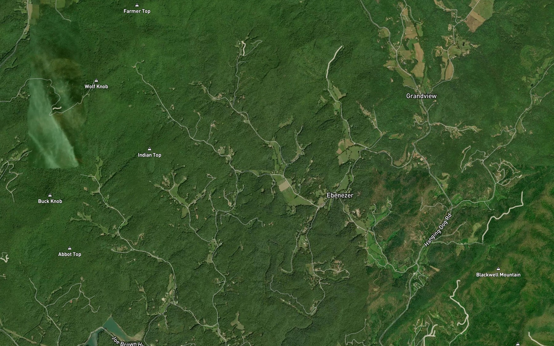 Satellite map of the Rose Creek
