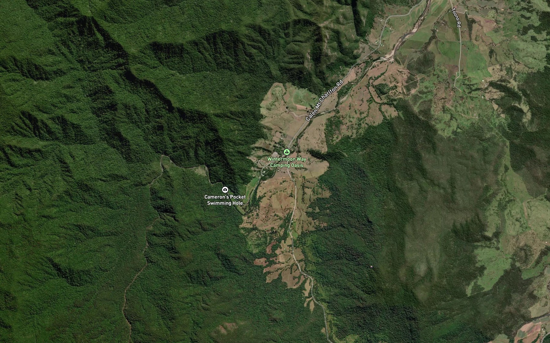 Satellite map of the St Helens Creek