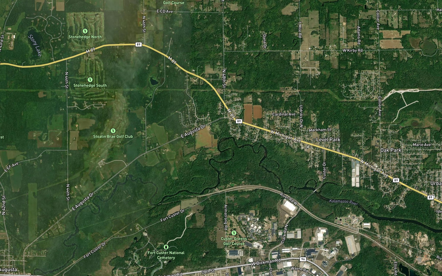 Satellite map of the Sevenmile Creek