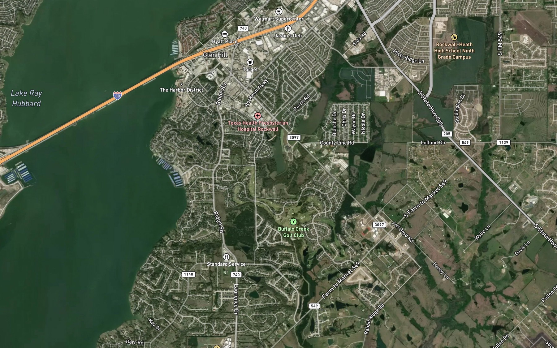 Satellite map of the Soil Conservation Service Site 5a Reservoir