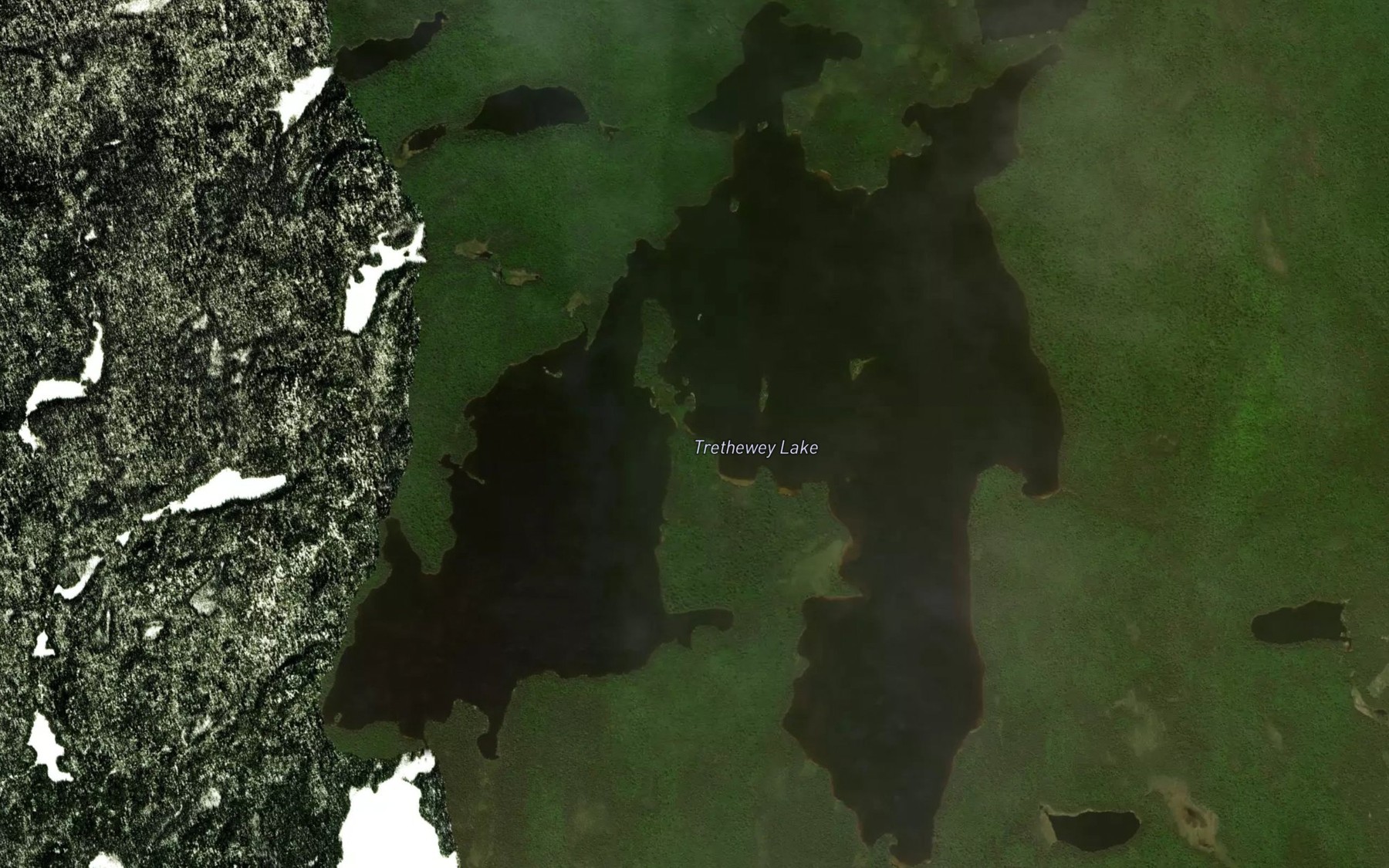 Satellite map of the Trethewey Lake
