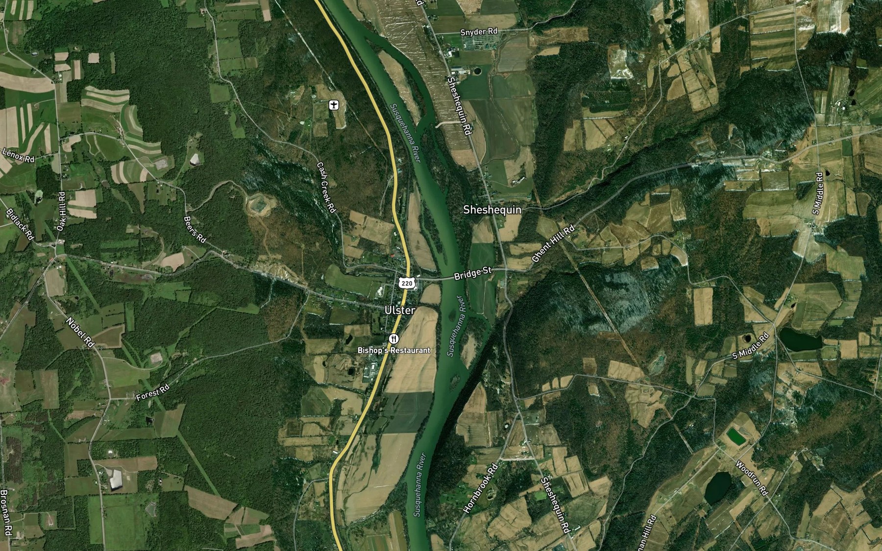 Satellite map of the Cash Creek