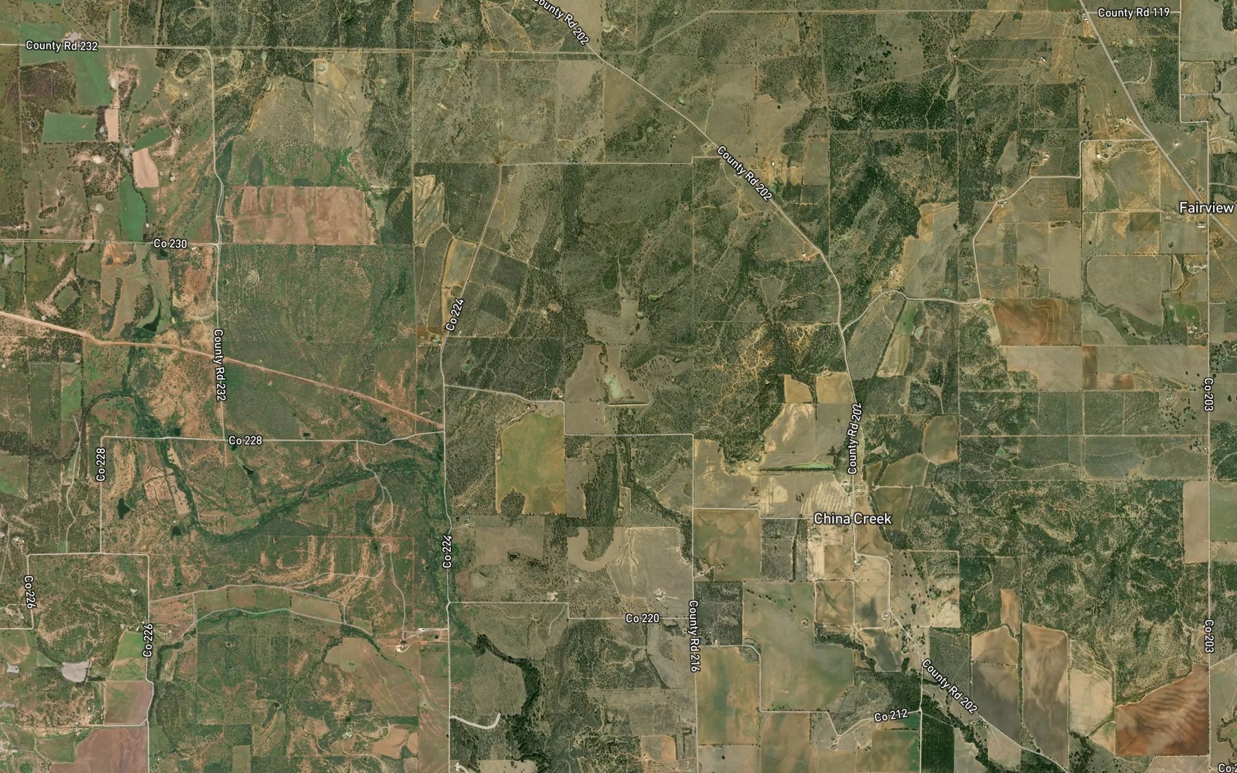 Satellite map of the Lower San Saba Watershed Reservoir Number 16