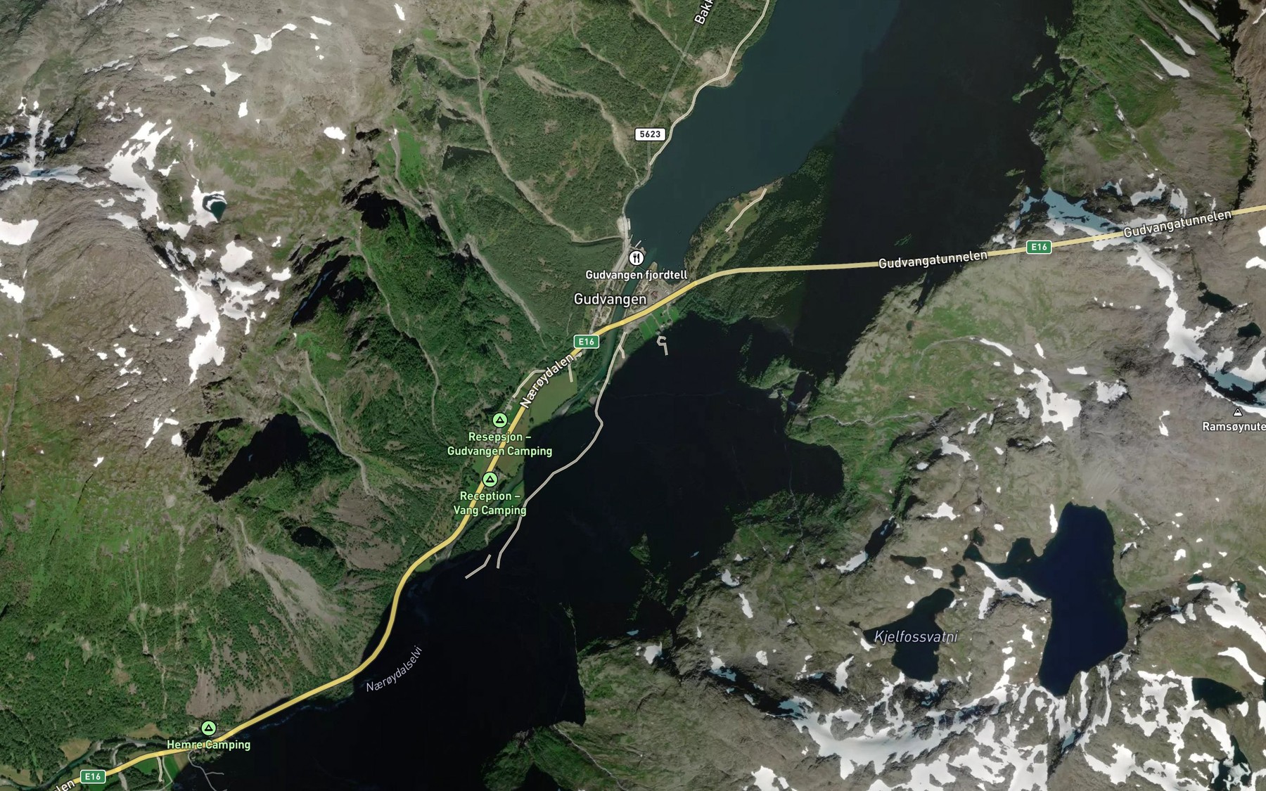 Satellite map of the Kjelfossgrovi