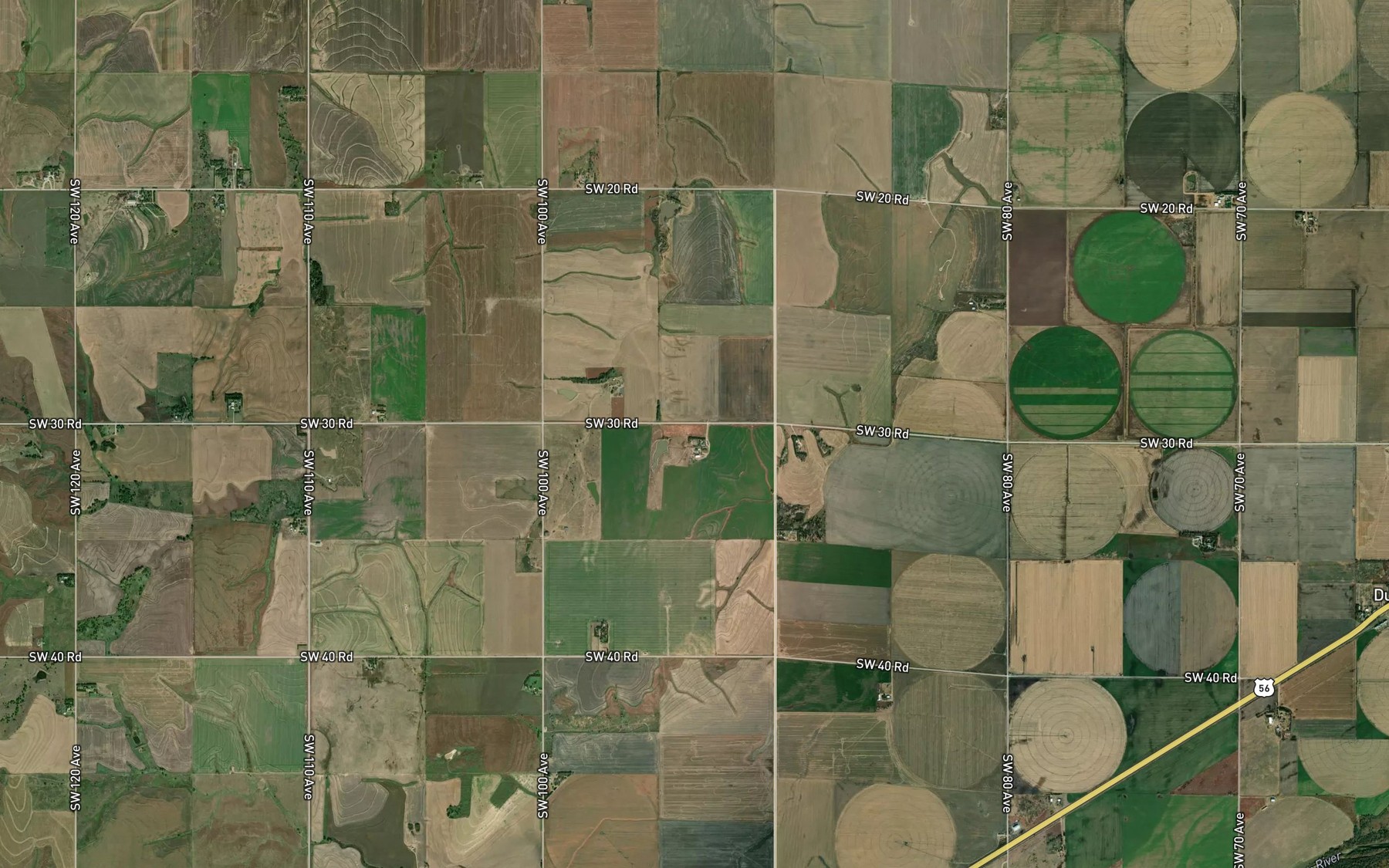Satellite map of the North Fork Little Arkansas River