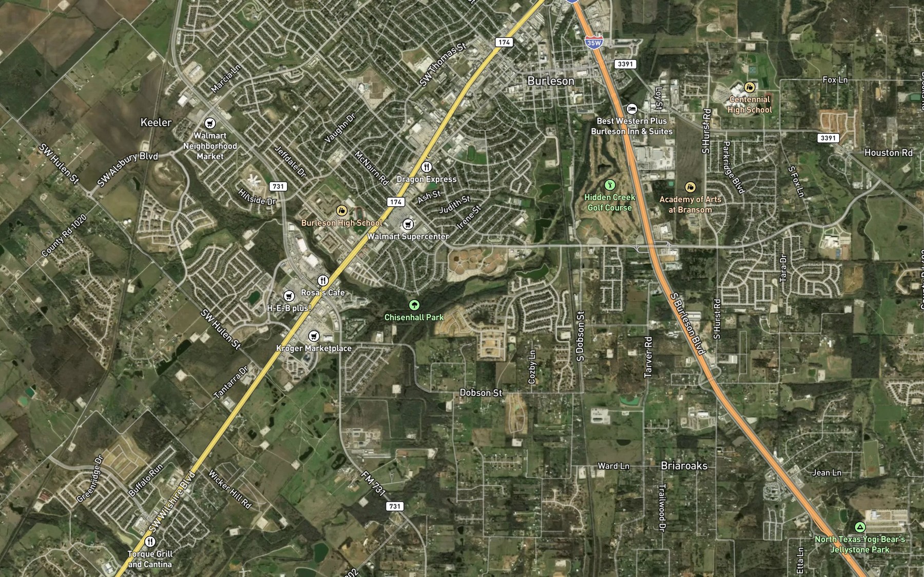 Satellite map of the Shannon Creek