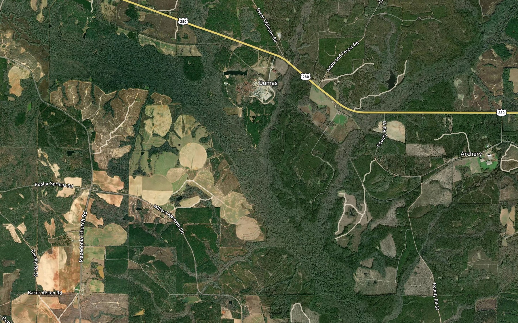 Satellite map of the Hog Branch