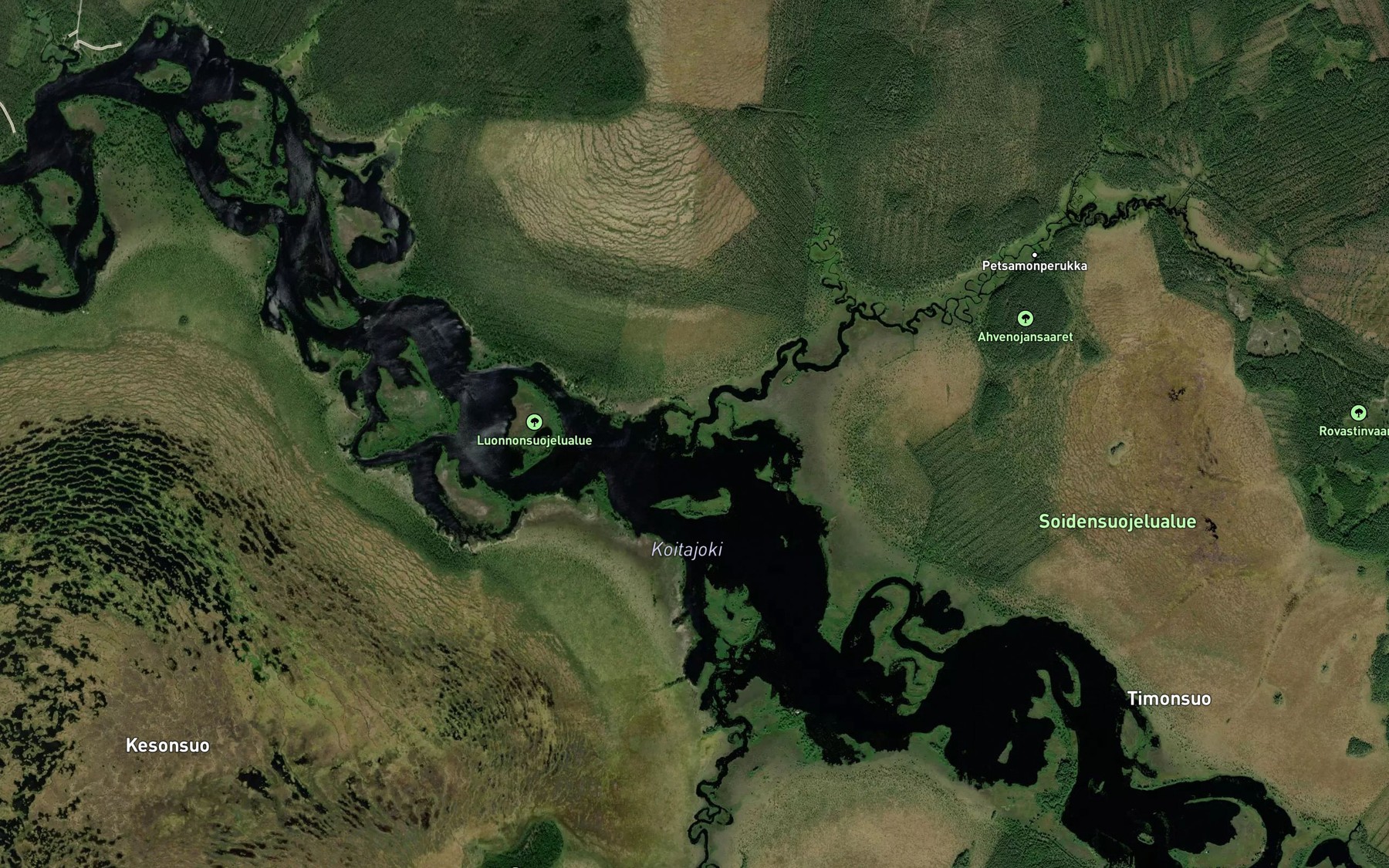 Satellite map of the Ahvenoja