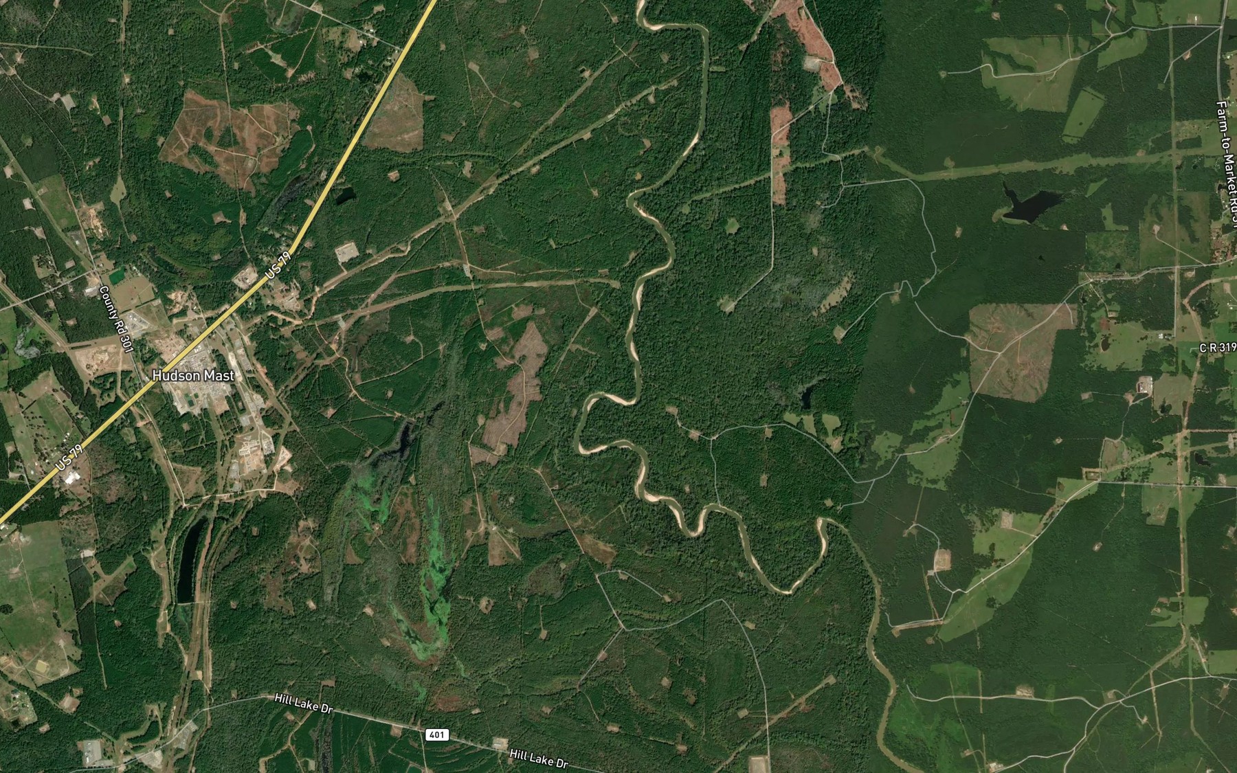 Satellite map of the Fish Lake Slough