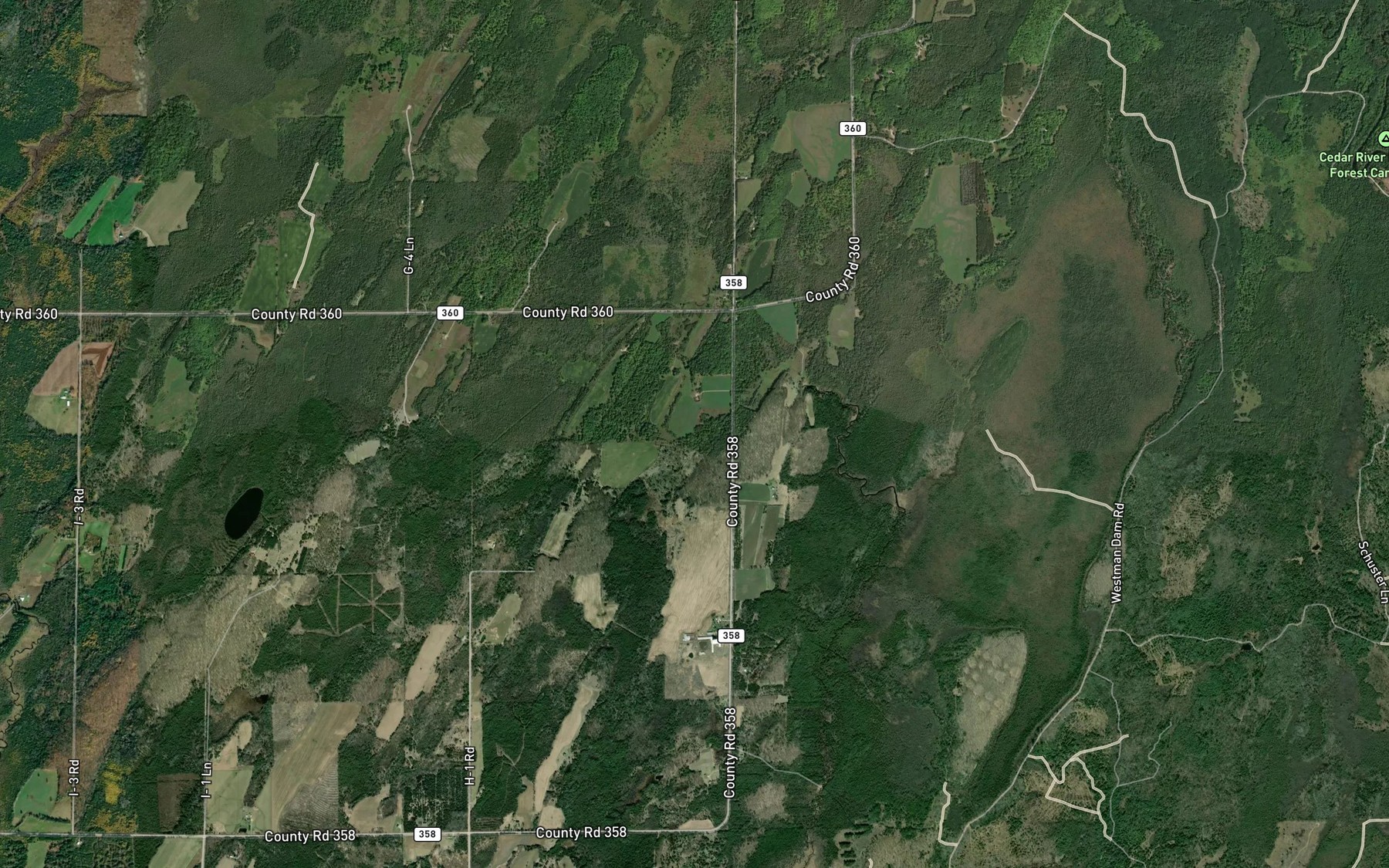 Satellite map of the Dry Creek