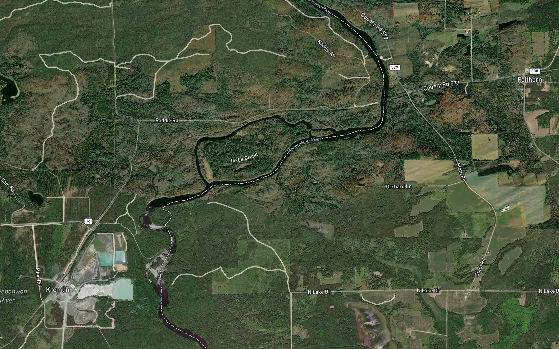 Satellite map of the Brandts Creek