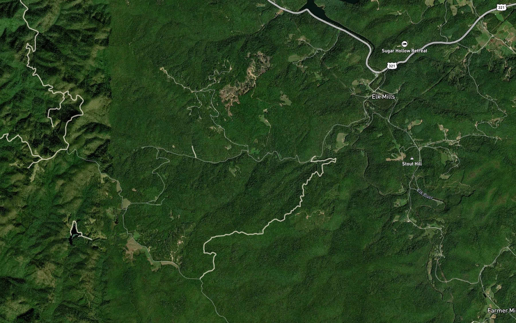 Satellite map of the Lunsford Branch