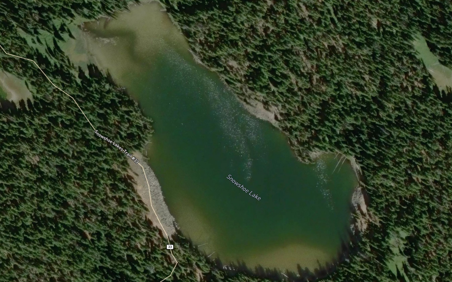 Satellite map of the Snowshoe Lake
