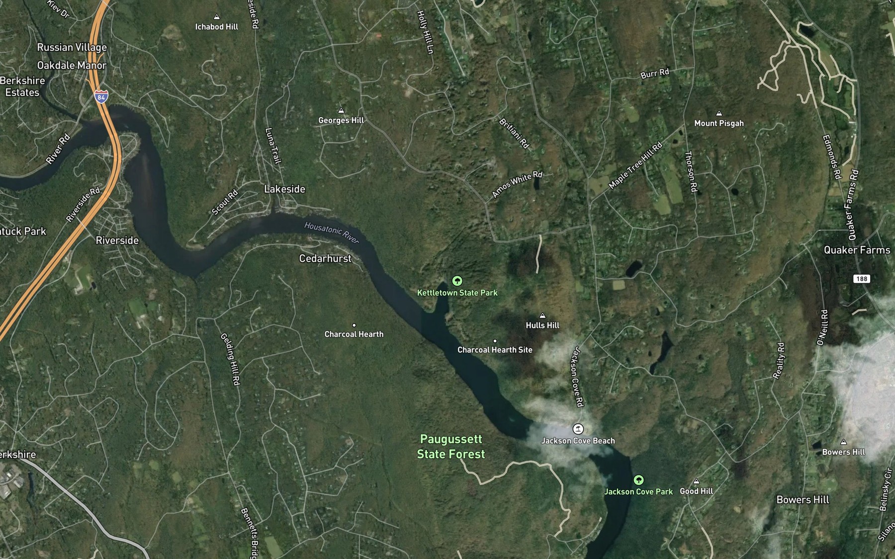 Satellite map of the Kettletown Brook