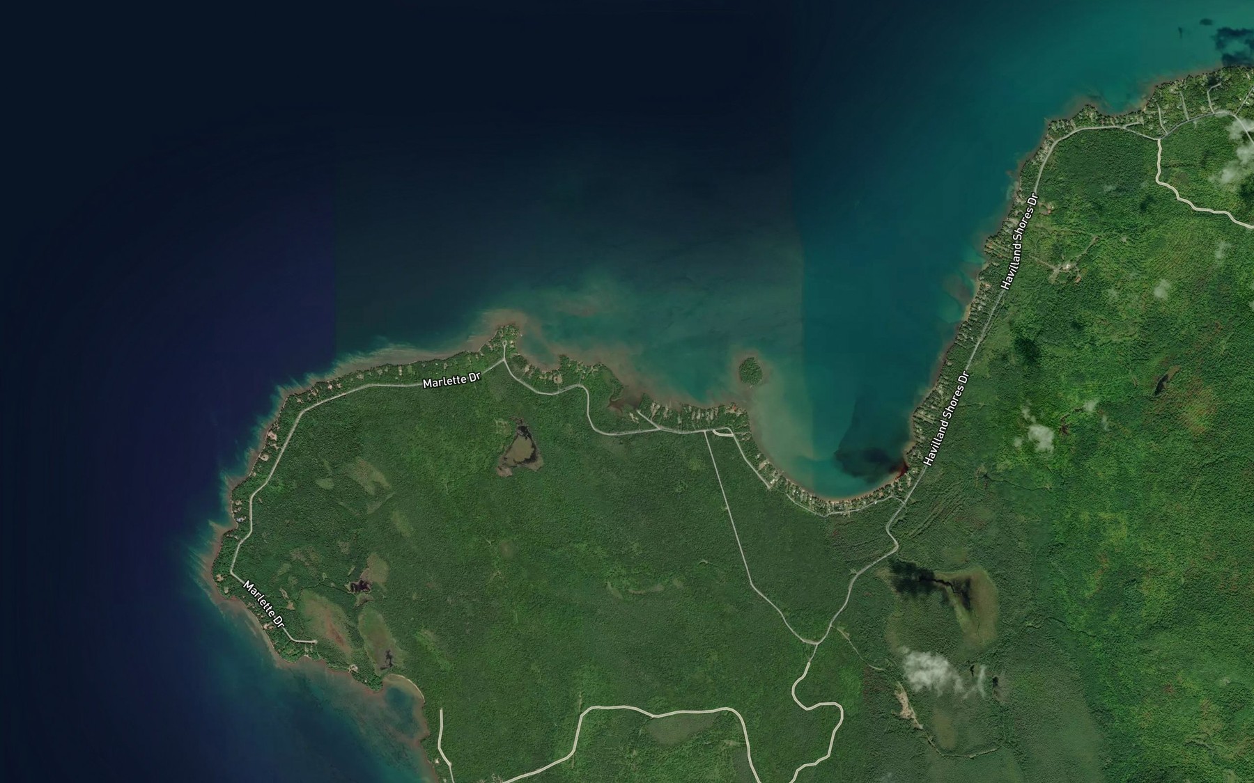 Satellite map of the Marlette's Bay