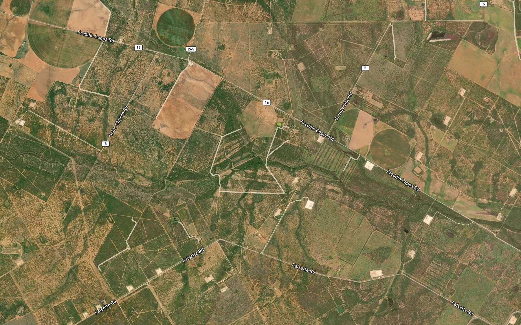 Satellite map of the Dry Cibolo Creek