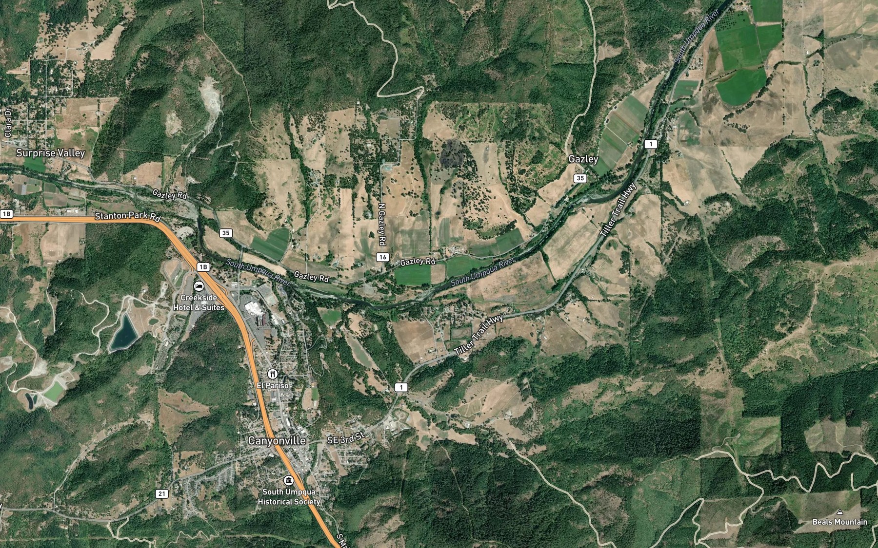 Satellite map of the Small Creek