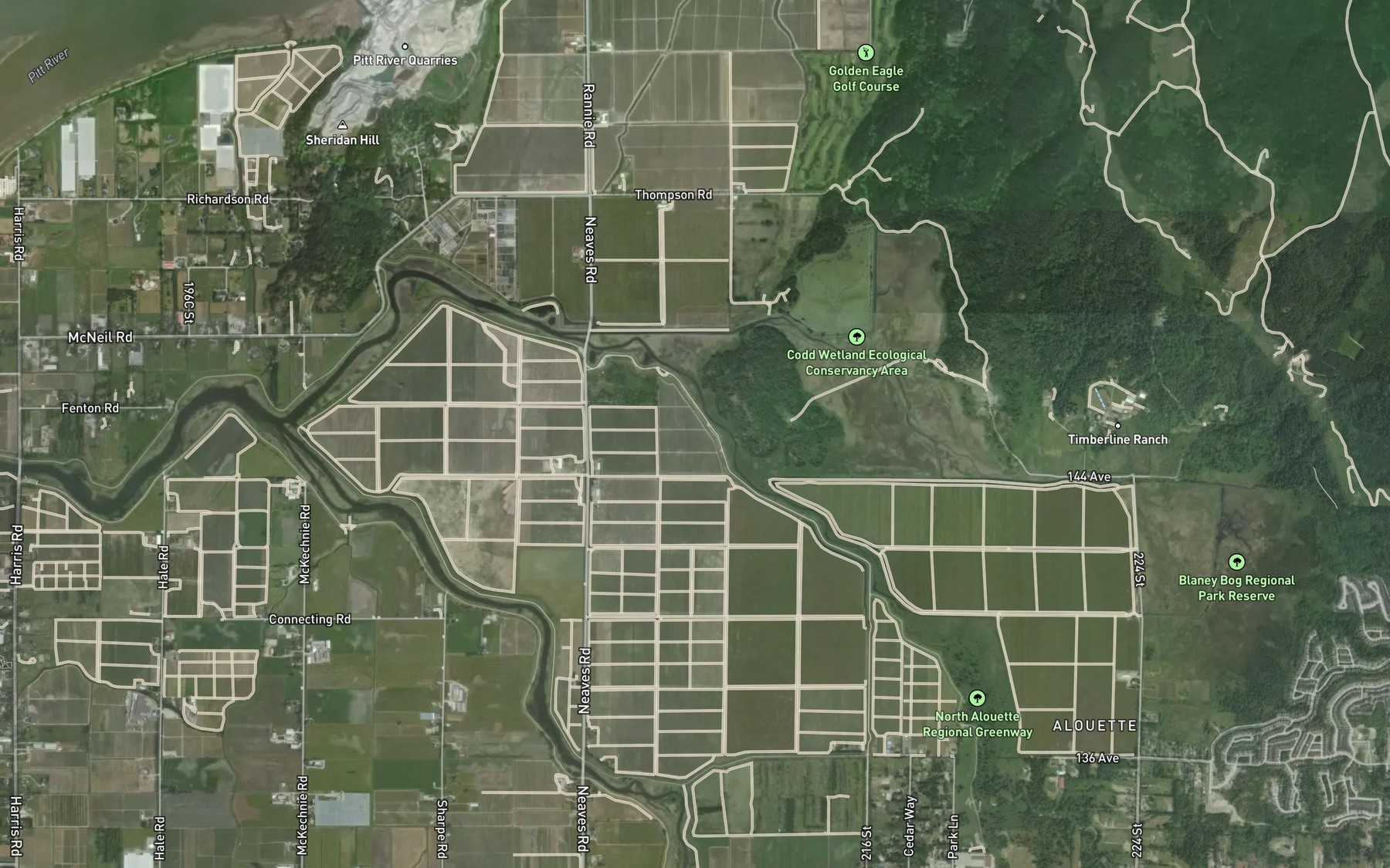 Satellite map of the Blaney Creek
