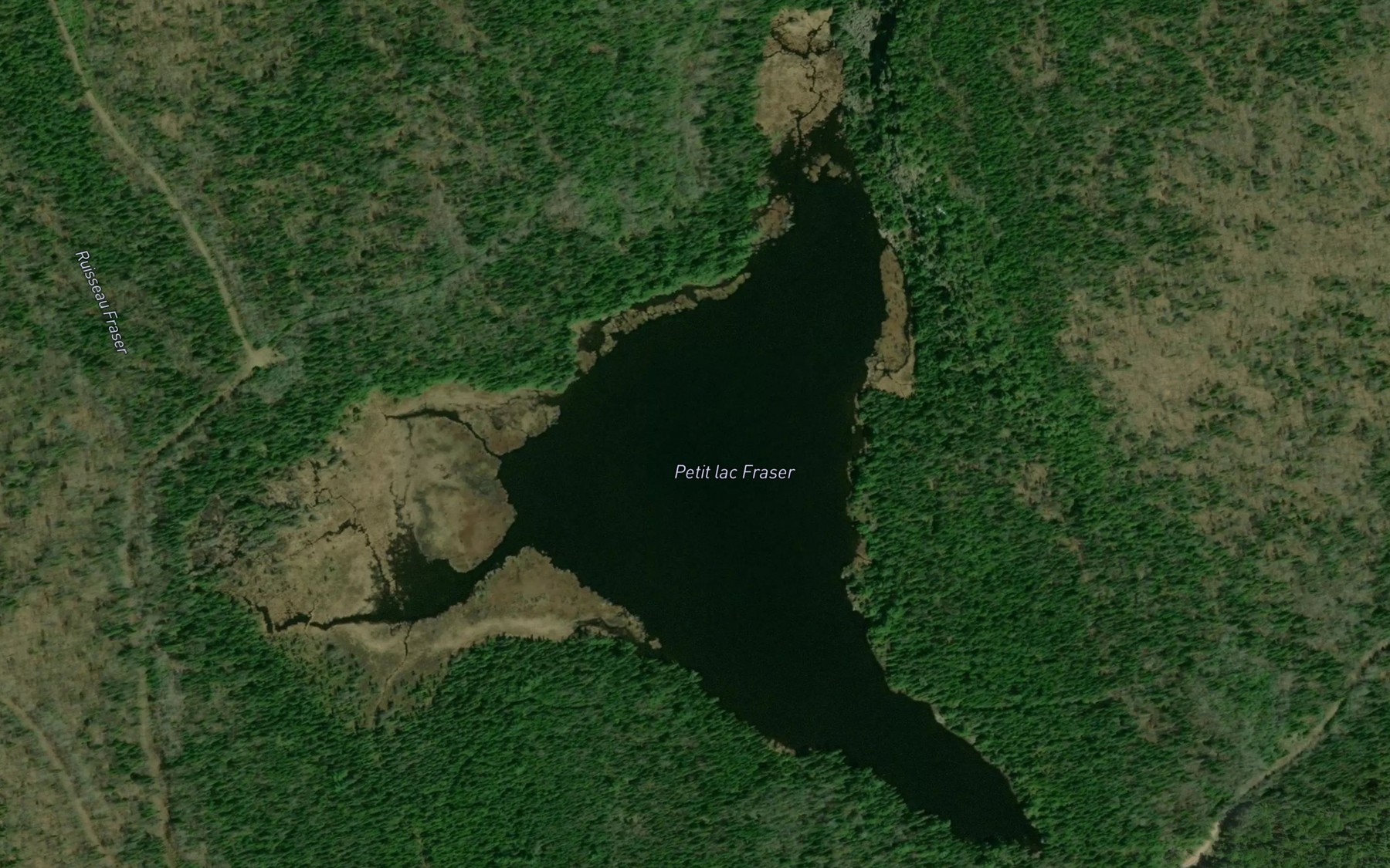 Satellite map of the Petit lac Fraser