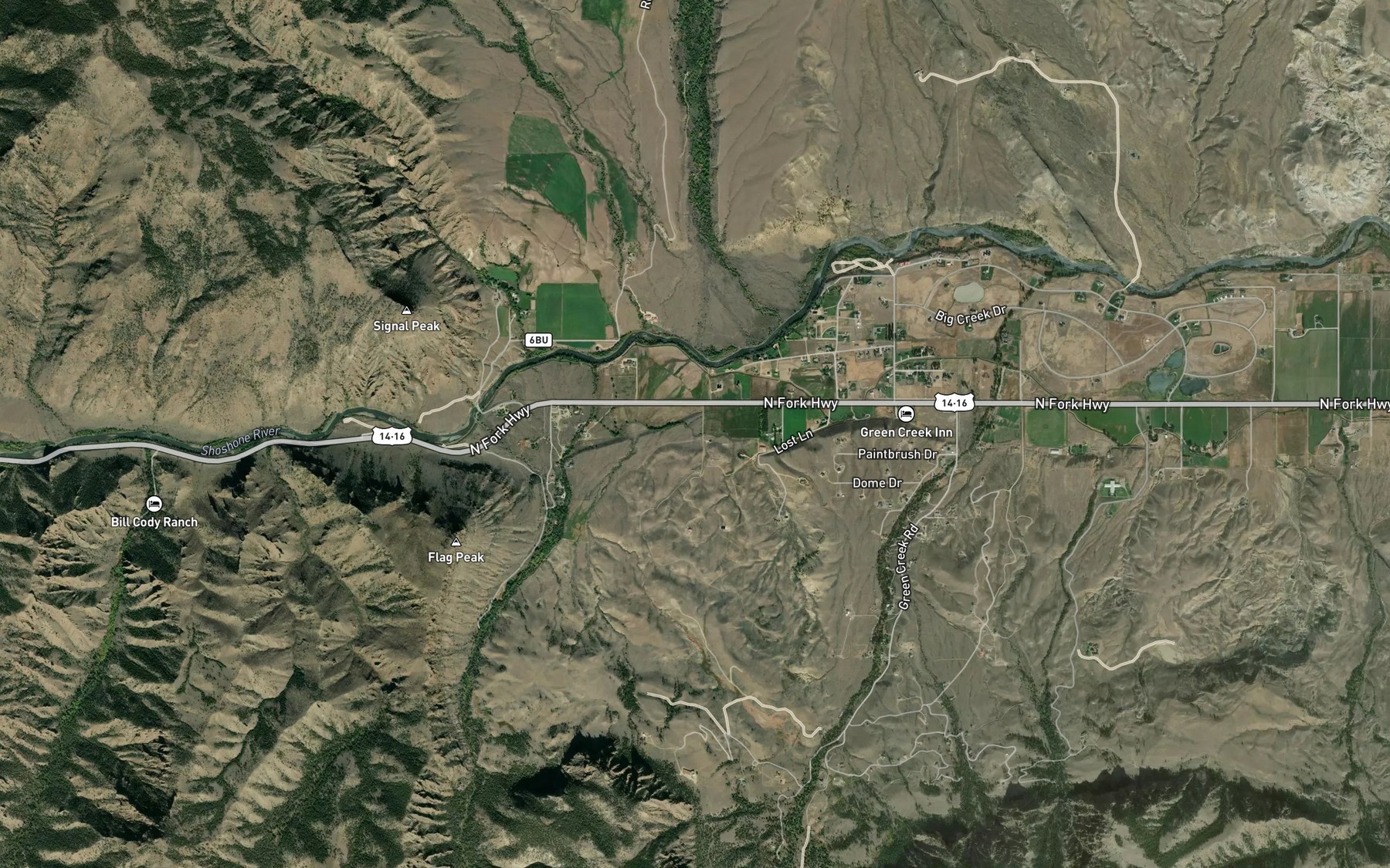 Satellite map of the Canyon Creek Ditch