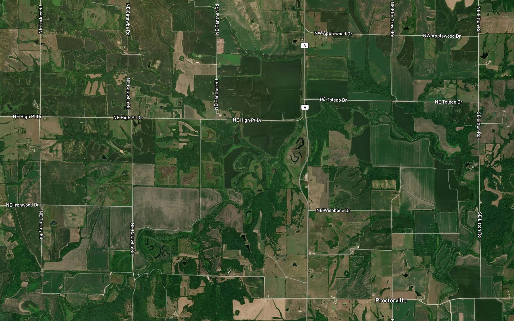 Satellite map of the Turkey Creek