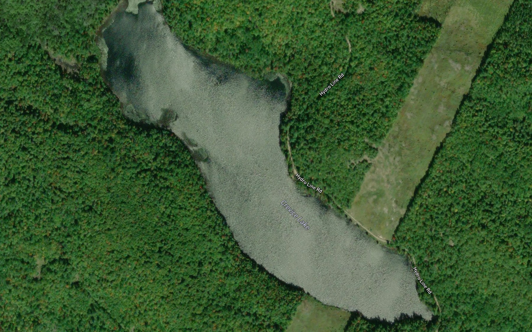 Satellite map of the Crevice Lake