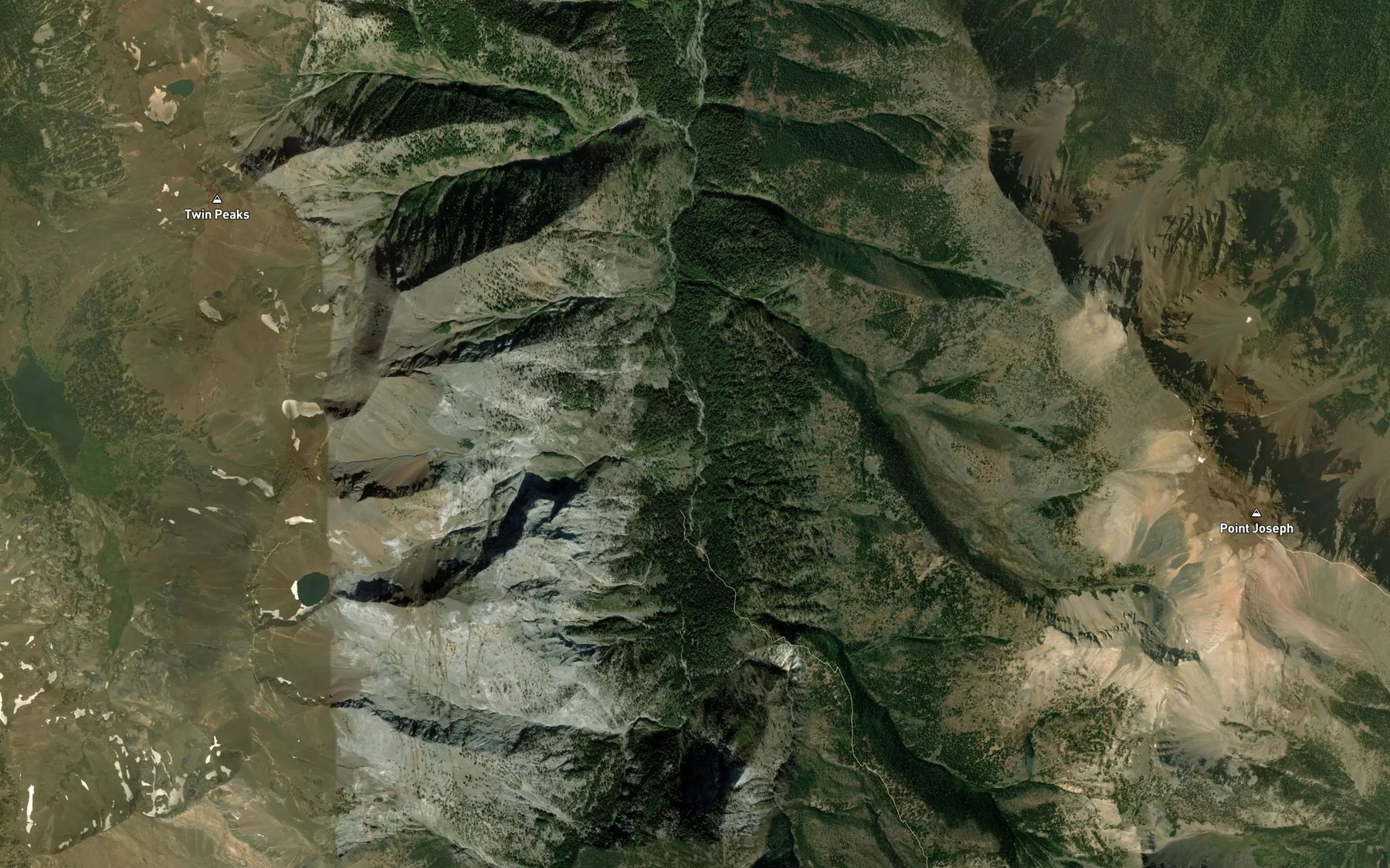 Satellite map of the Deadman Creek