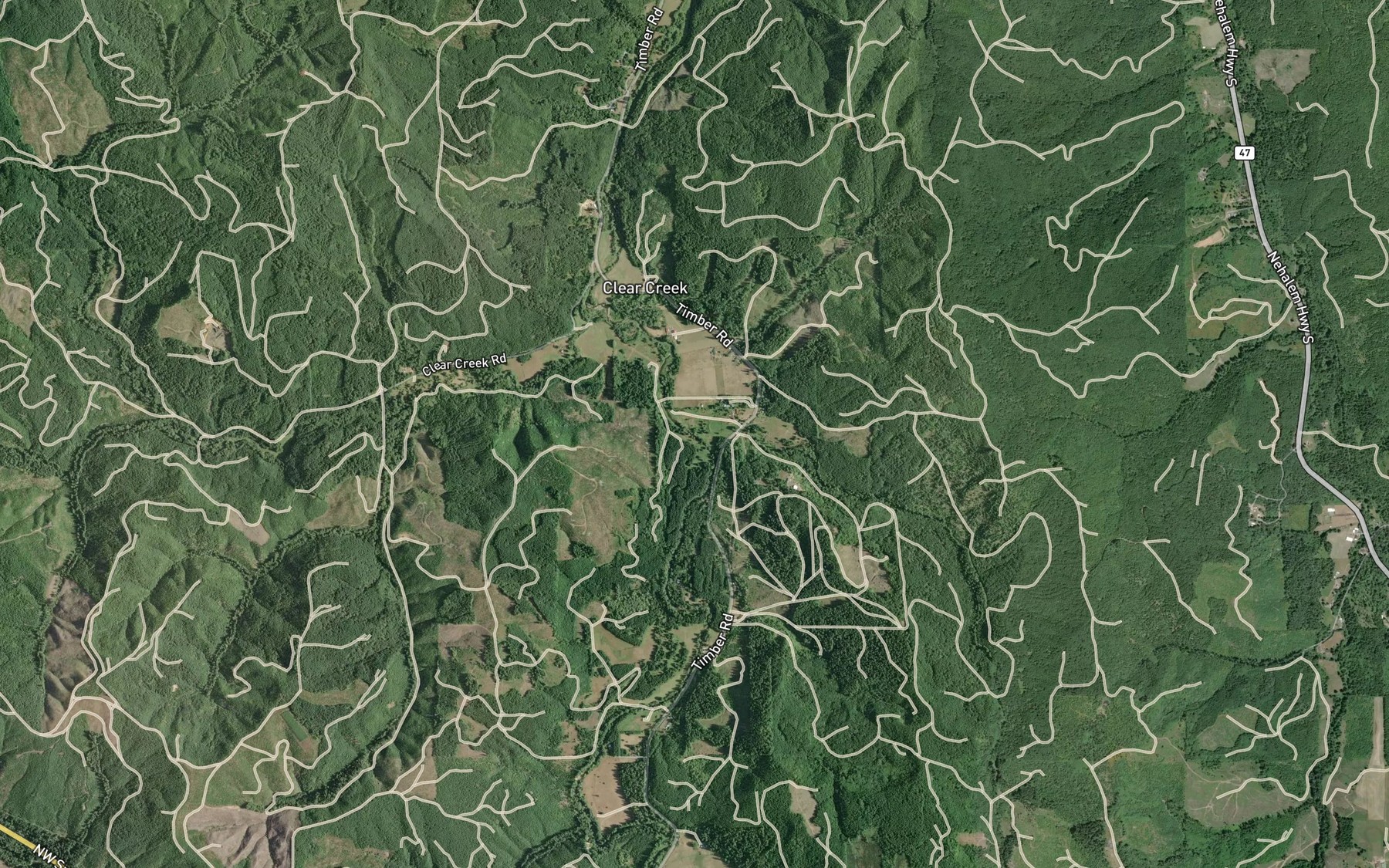 Satellite map of the Kist Creek