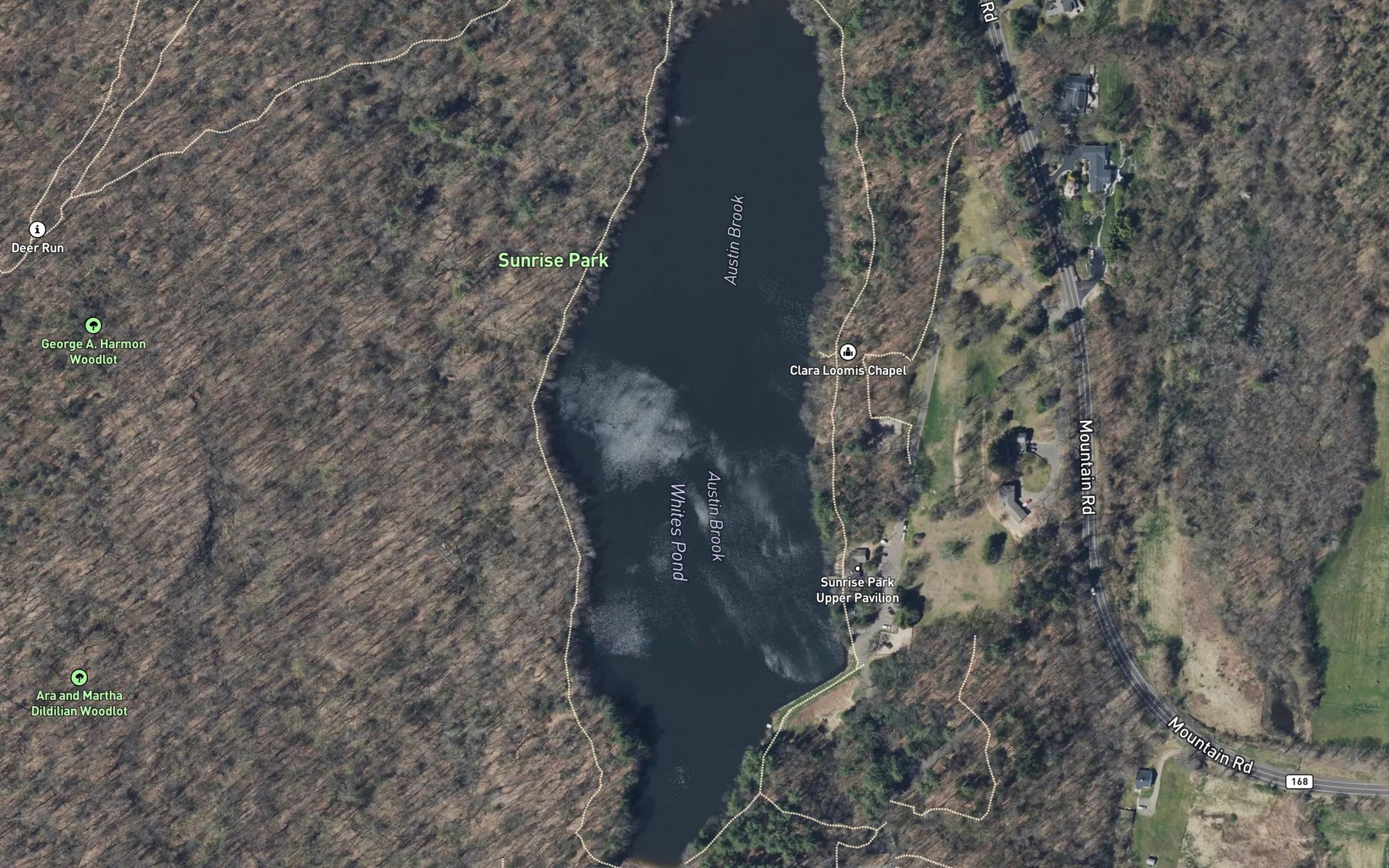 Satellite map of the Whites Pond