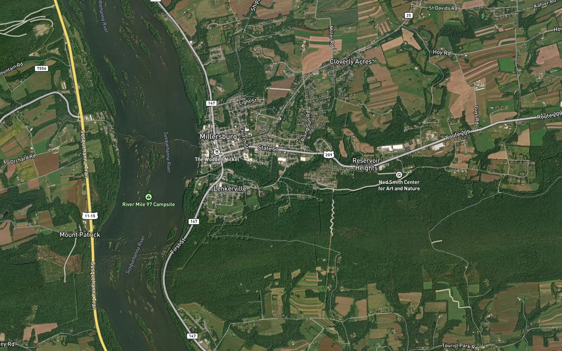 Satellite map of the Little Wiconisco Creek