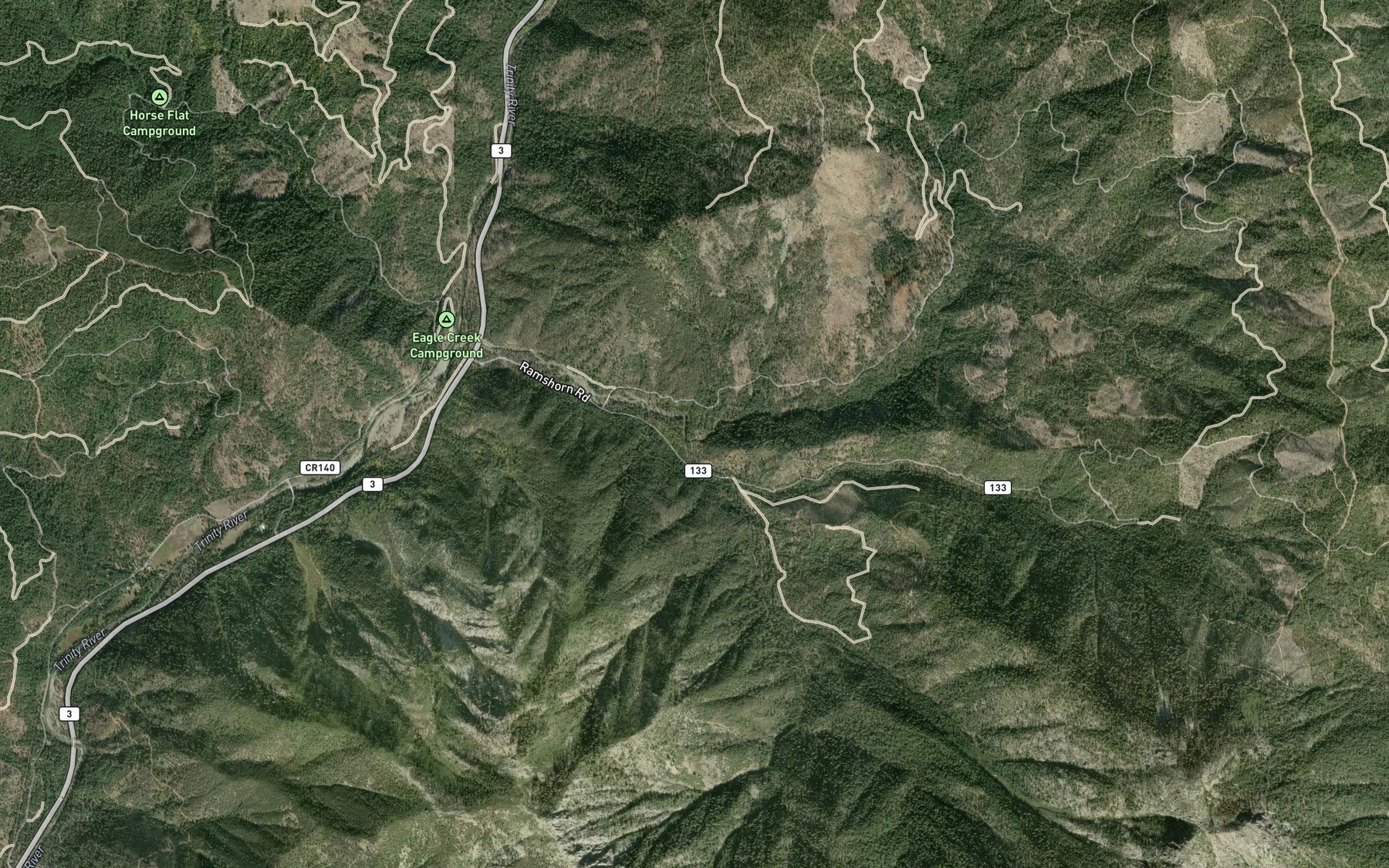 Satellite map of the North Fork Ramshorn Creek