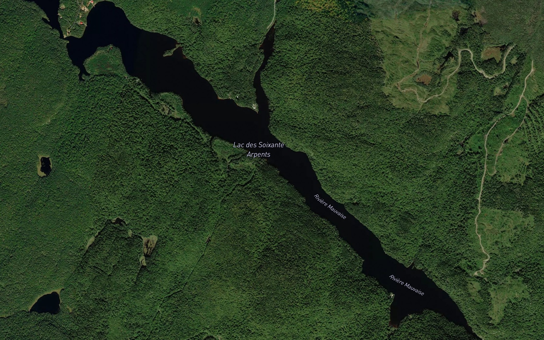 Satellite map of the Lac des Soixante Arpents