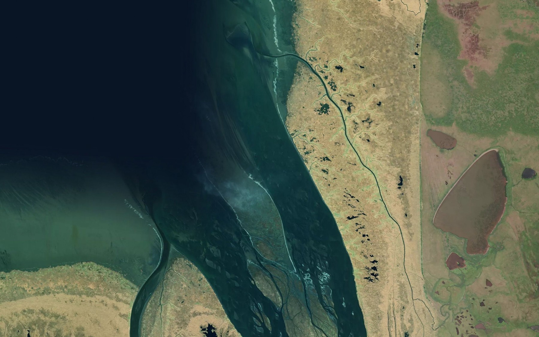 Satellite map of the Meshik River