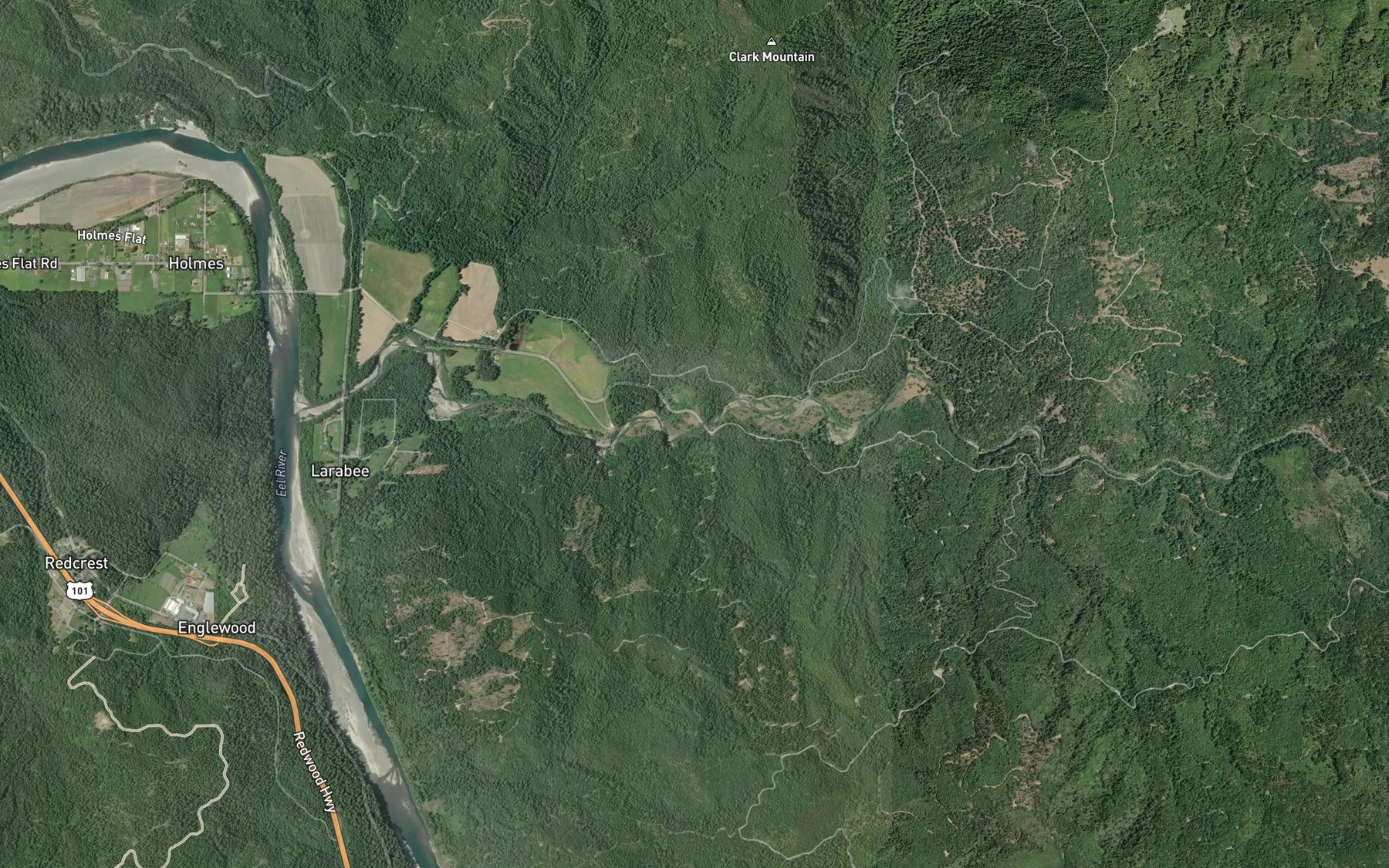Satellite map of the Balcom Creek