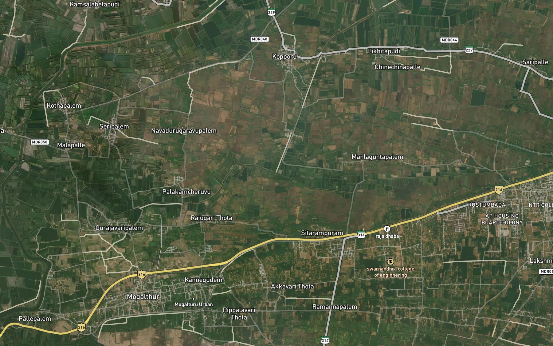 Satellite map of the Mogalturru Drain