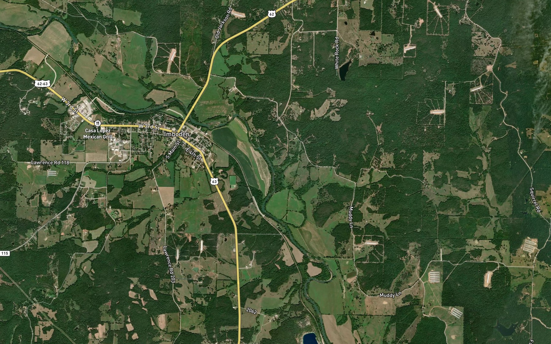 Satellite map of the Davis Creek